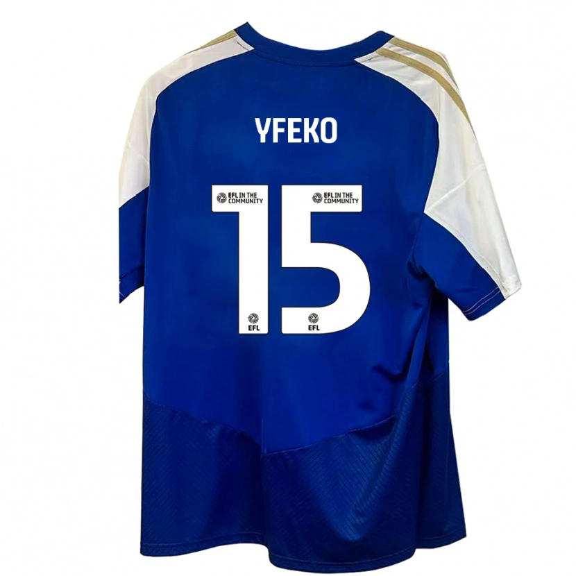 Danxen Bambino Maglia Johnly Yfeko #15 Blu Bianco Oro Kit Gara Away 2025/26 Maglietta