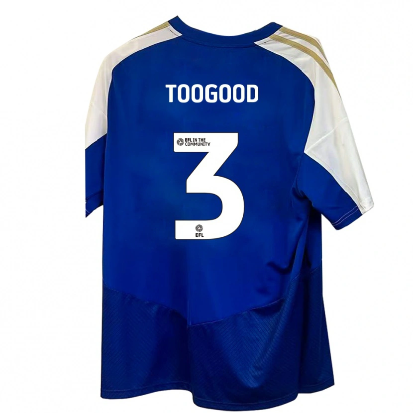 Danxen Bambino Maglia Emily Toogood #3 Blu Bianco Oro Kit Gara Away 2025/26 Maglietta