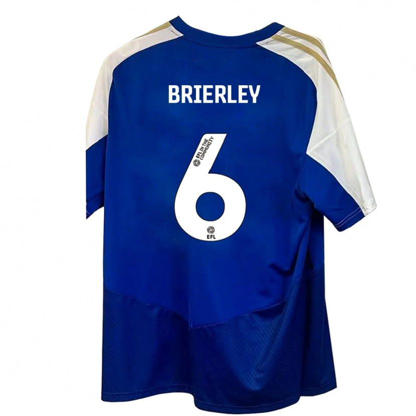 Danxen Bambino Maglia Ethan Brierley #6 Blu Bianco Oro Kit Gara Away 2025/26 Maglietta