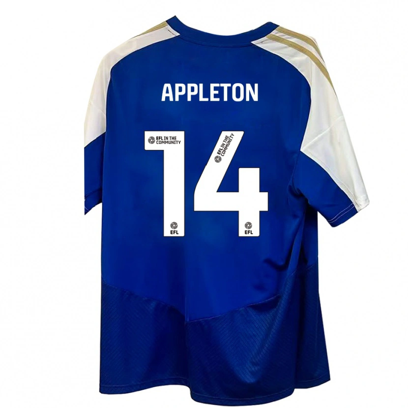 Danxen Bambino Maglia Harry Appleton #14 Blu Bianco Oro Kit Gara Away 2025/26 Maglietta