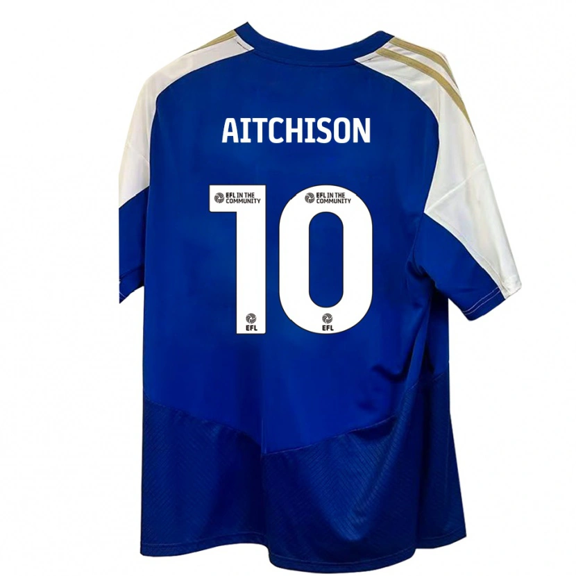 Danxen Bambino Maglia Jack Aitchison #10 Blu Bianco Oro Kit Gara Away 2025/26 Maglietta