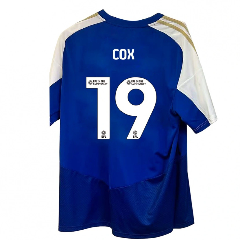 Danxen Bambino Maglia Sonny Cox #19 Blu Bianco Oro Kit Gara Away 2025/26 Maglietta