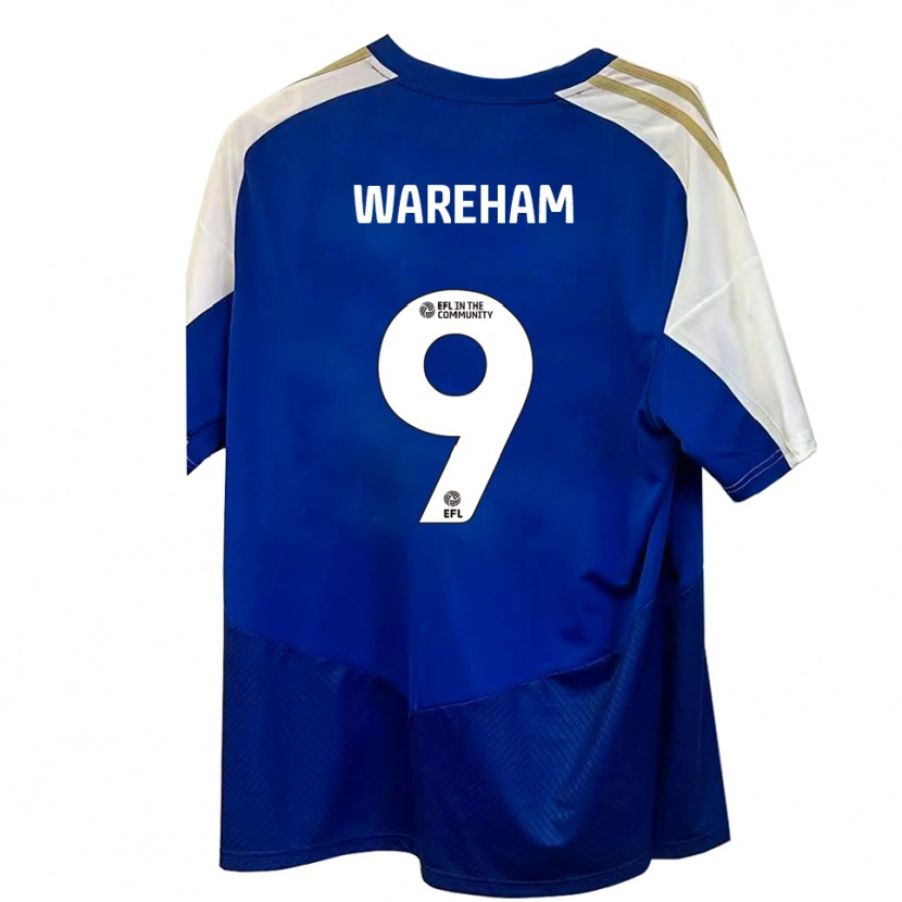 Danxen Bambino Maglia Jayden Wareham #9 Blu Bianco Oro Kit Gara Away 2025/26 Maglietta