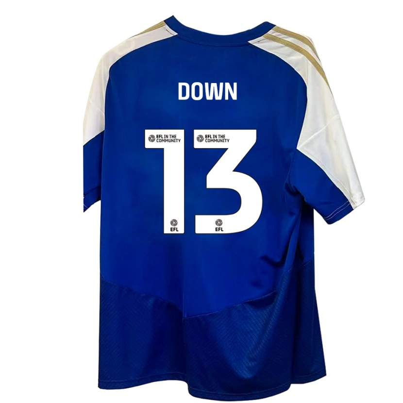 Danxen Bambino Maglia Sam Down #13 Blu Bianco Oro Kit Gara Away 2025/26 Maglietta
