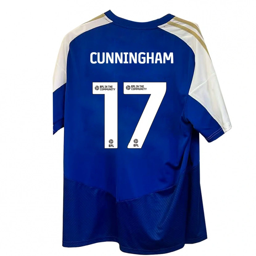 Danxen Bambino Maglia Zoe Cunningham #17 Blu Bianco Oro Kit Gara Away 2025/26 Maglietta