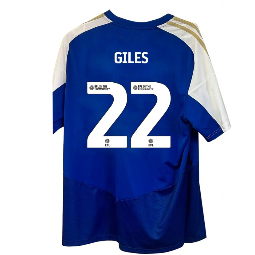 Danxen Bambino Maglia Olivia Giles #22 Blu Bianco Oro Kit Gara Away 2025/26 Maglietta