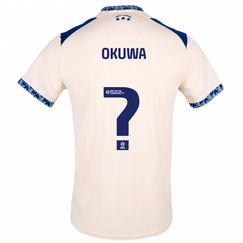 Danxen Bambino Maglia Temi Okuwa #0 Bianco Sporco Blu Navy Kit Gara Away 2025/26 Maglietta