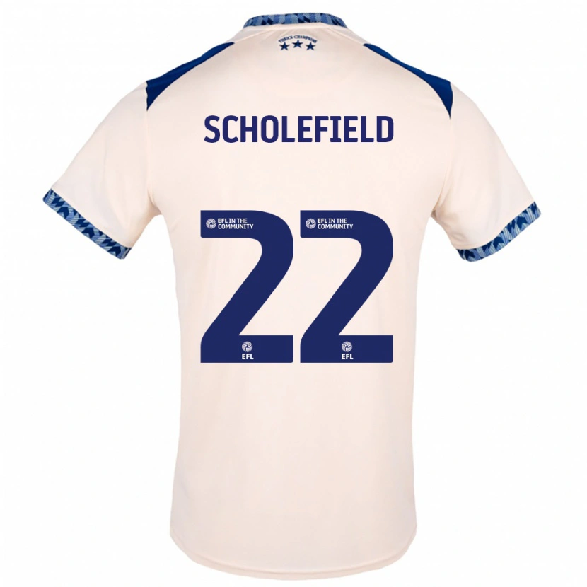 Danxen Bambino Maglia Lois Scholefield #22 Bianco Sporco Blu Navy Kit Gara Away 2025/26 Maglietta