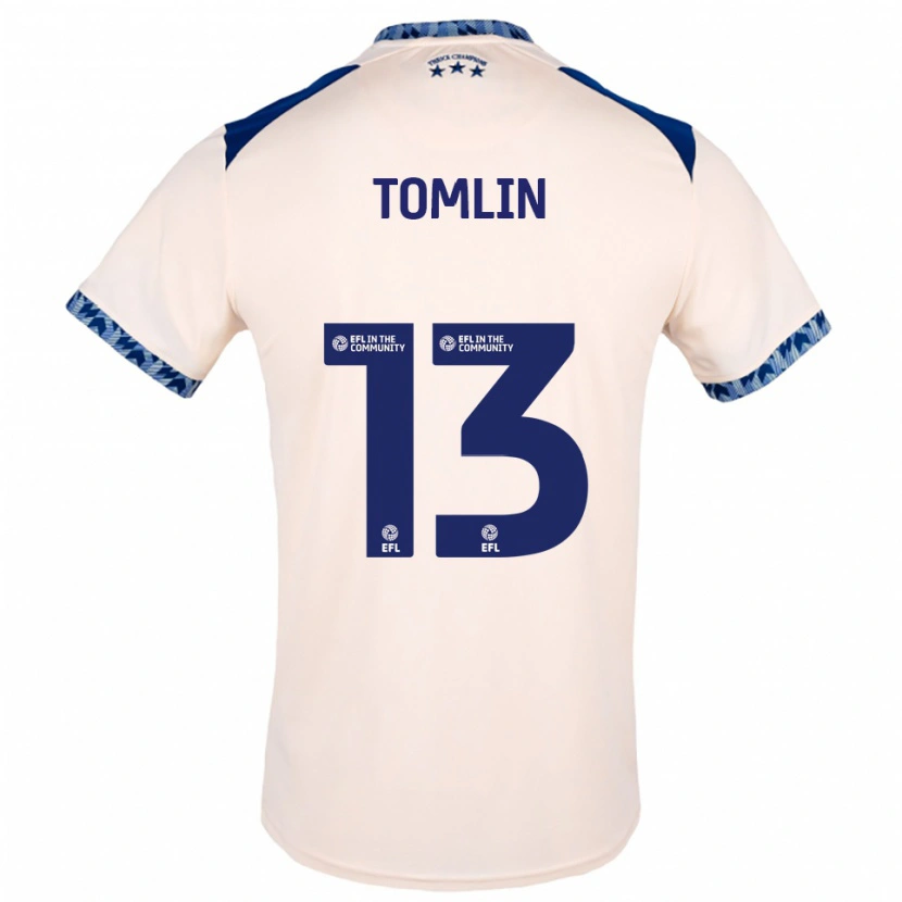 Danxen Bambino Maglia Phoebe Tomlin #13 Bianco Sporco Blu Navy Kit Gara Away 2025/26 Maglietta