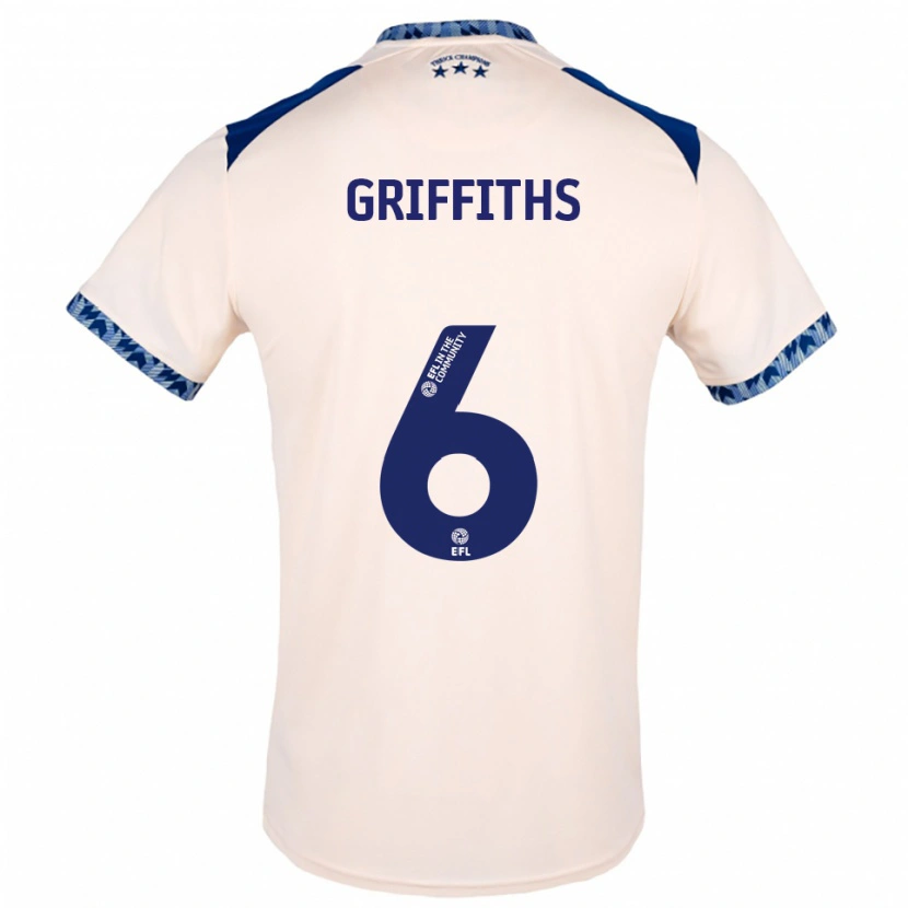 Danxen Bambino Maglia Lauren Griffiths #6 Bianco Sporco Blu Navy Kit Gara Away 2025/26 Maglietta