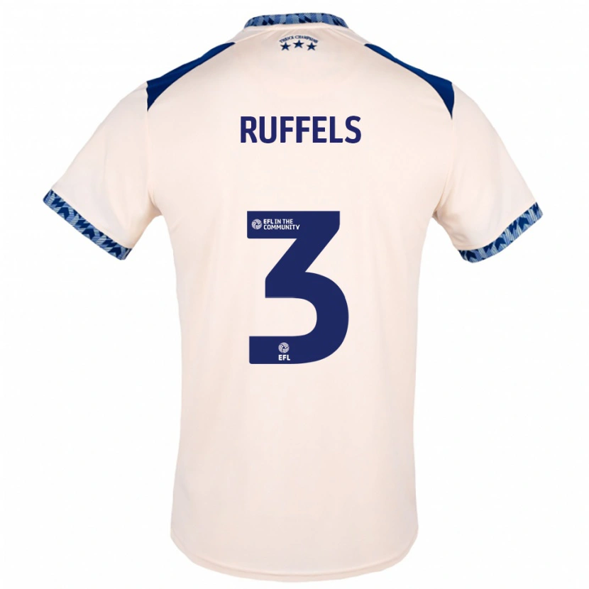 Danxen Bambino Maglia Josh Ruffels #3 Bianco Sporco Blu Navy Kit Gara Away 2025/26 Maglietta