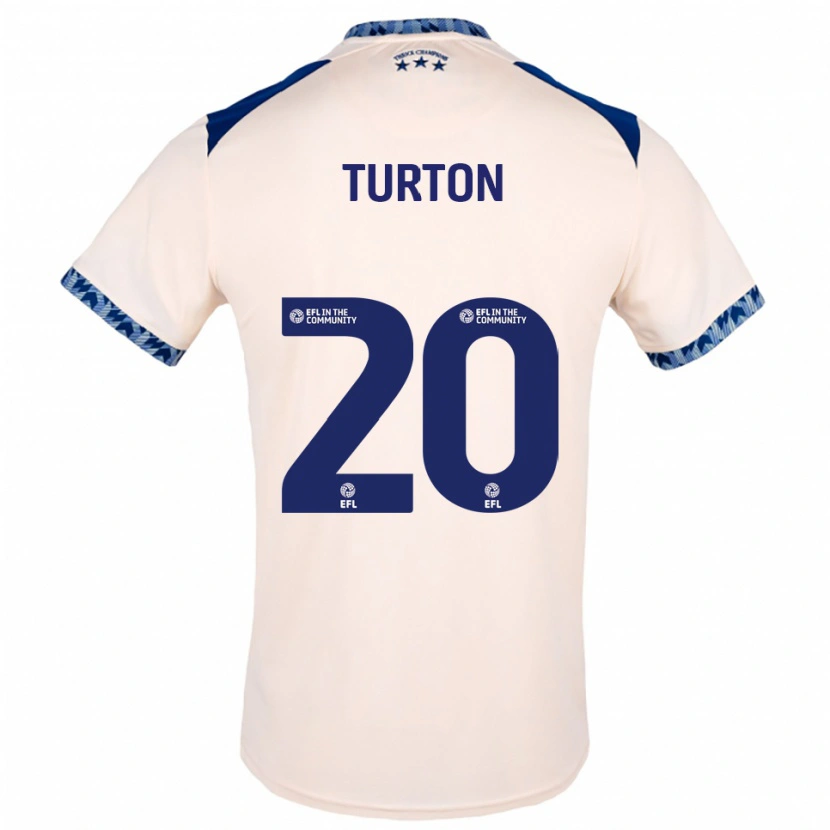 Danxen Bambino Maglia Ollie Turton #20 Bianco Sporco Blu Navy Kit Gara Away 2025/26 Maglietta