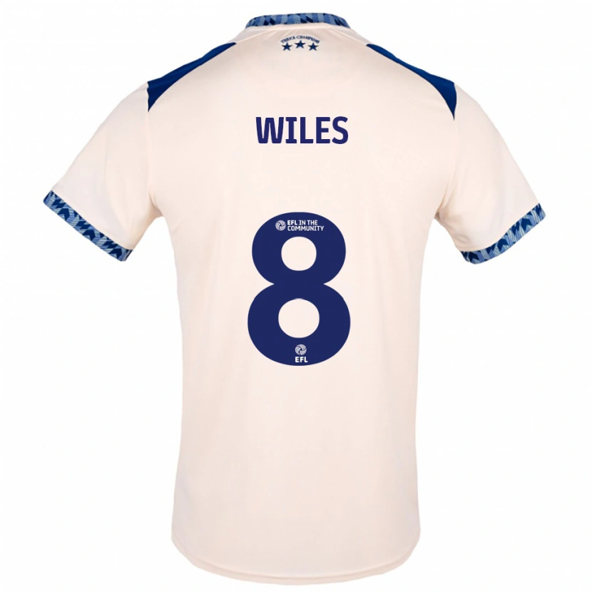 Danxen Bambino Maglia Ben Wiles #8 Bianco Sporco Blu Navy Kit Gara Away 2025/26 Maglietta