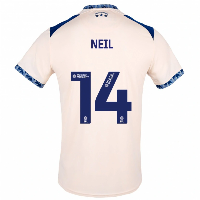Danxen Bambino Maglia Marlie Neil #14 Bianco Sporco Blu Navy Kit Gara Away 2025/26 Maglietta