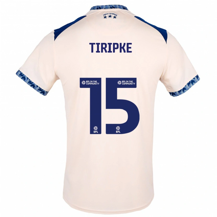 Danxen Bambino Maglia Ashley Tiripke #15 Bianco Sporco Blu Navy Kit Gara Away 2025/26 Maglietta