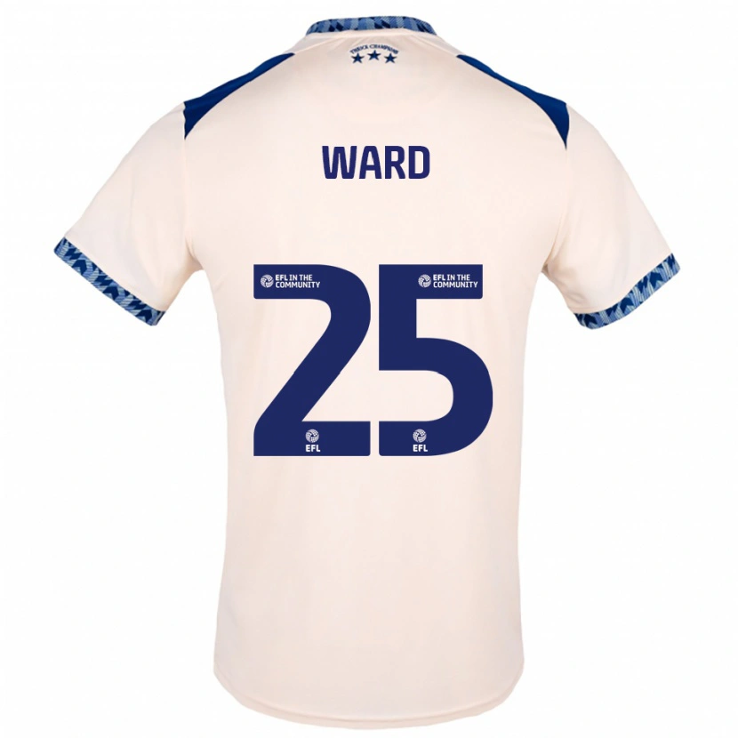Danxen Bambino Maglia Danny Ward #25 Bianco Sporco Blu Navy Kit Gara Away 2025/26 Maglietta