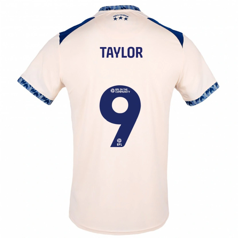 Danxen Bambino Maglia Joe Taylor #9 Bianco Sporco Blu Navy Kit Gara Away 2025/26 Maglietta