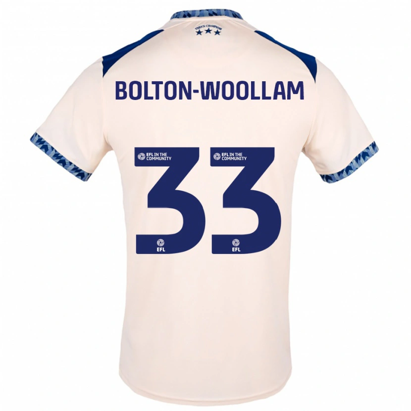 Danxen Bambino Maglia Kacey Bolton-Woollam #33 Bianco Sporco Blu Navy Kit Gara Away 2025/26 Maglietta