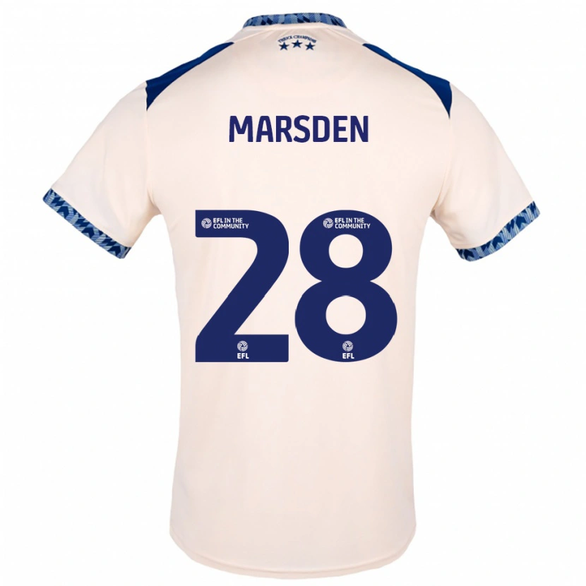 Danxen Bambino Maglia Brooke Marsden #28 Bianco Sporco Blu Navy Kit Gara Away 2025/26 Maglietta