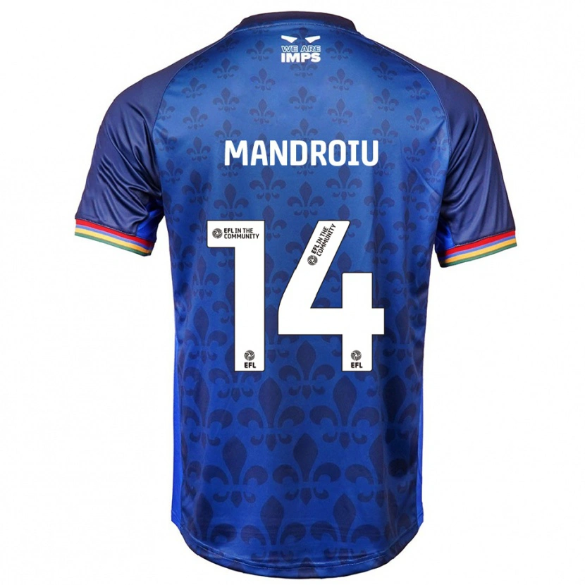 Danxen Bambino Maglia Daniel Mandroiu #14 Blu Navy Kit Gara Away 2025/26 Maglietta