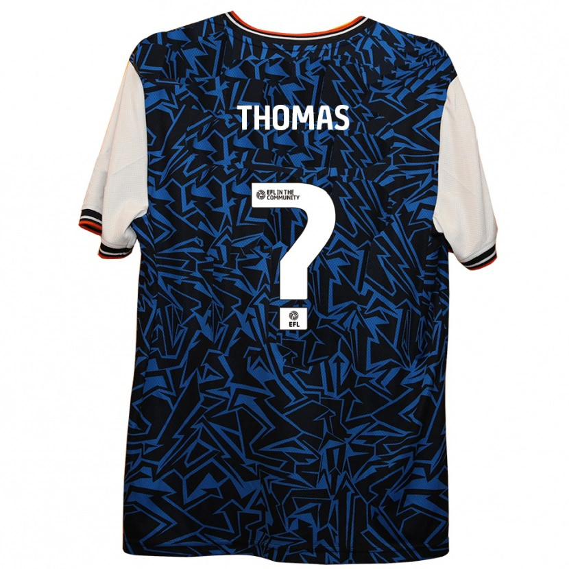 Danxen Bambino Maglia Lucas Thomas #0 Blu Nero Bianco Kit Gara Away 2025/26 Maglietta