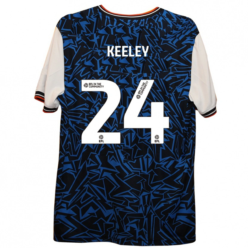 Danxen Bambino Maglia Josh Keeley #24 Blu Nero Bianco Kit Gara Away 2025/26 Maglietta