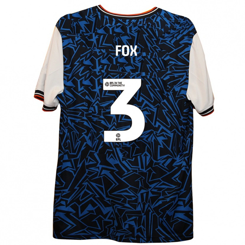 Danxen Bambino Maglia Harry Fox #3 Blu Nero Bianco Kit Gara Away 2025/26 Maglietta