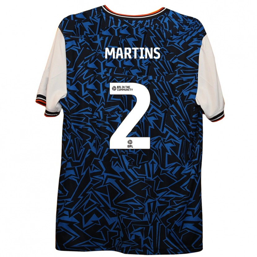 Danxen Bambino Maglia Priscilla Martins #2 Blu Nero Bianco Kit Gara Away 2025/26 Maglietta