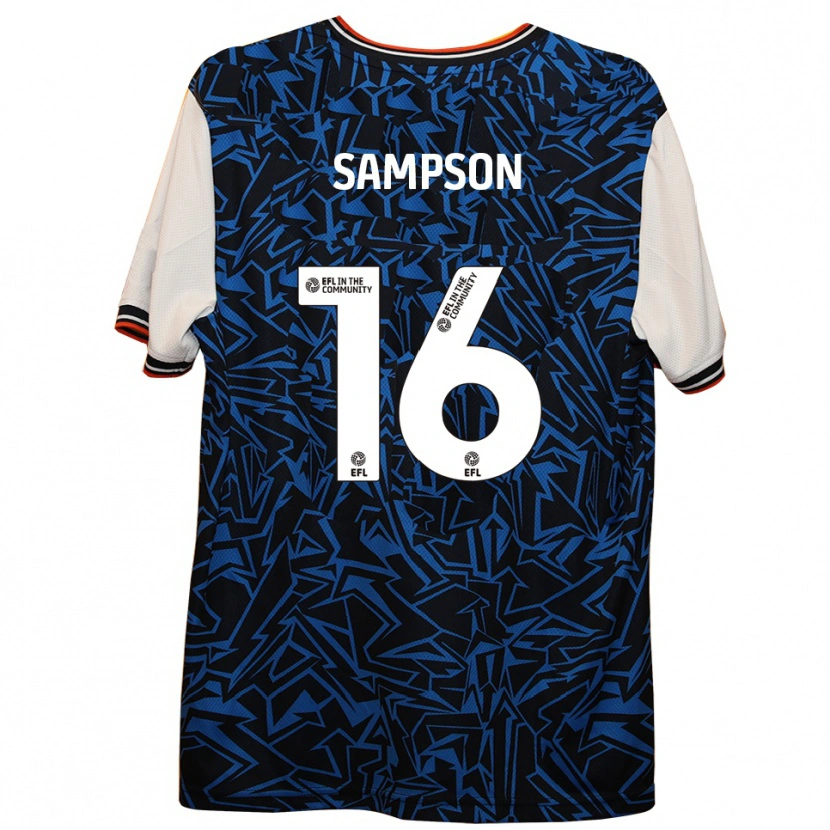 Danxen Bambino Maglia Enoch Sampson #16 Blu Nero Bianco Kit Gara Away 2025/26 Maglietta