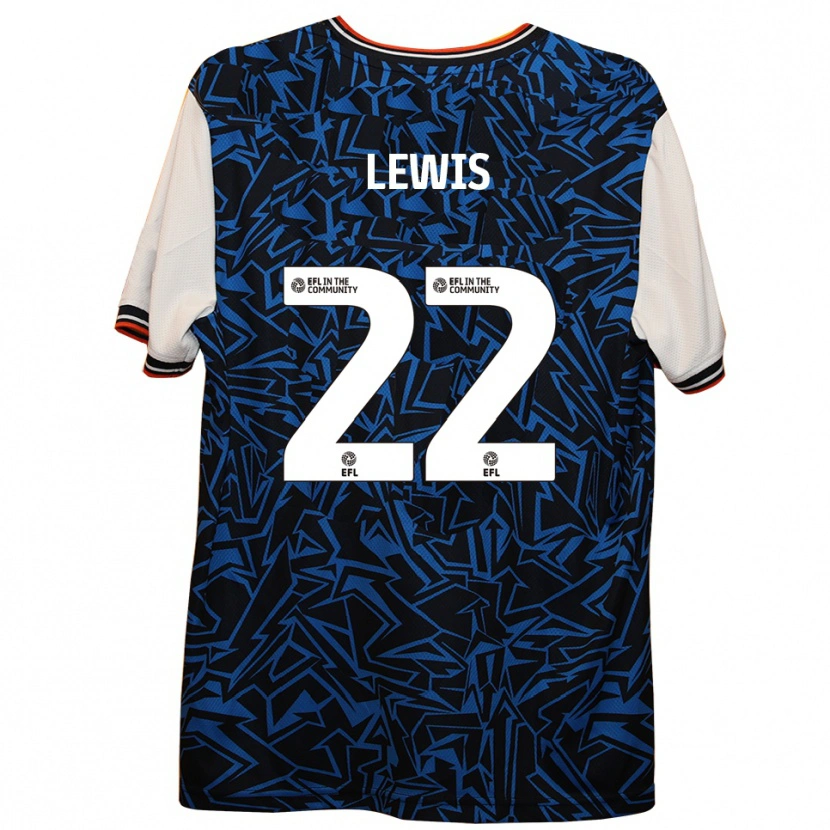 Danxen Bambino Maglia Shanice Lewis #22 Blu Nero Bianco Kit Gara Away 2025/26 Maglietta