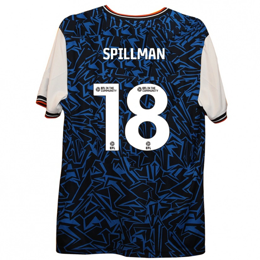 Danxen Bambino Maglia Gabriella Spillman #18 Blu Nero Bianco Kit Gara Away 2025/26 Maglietta