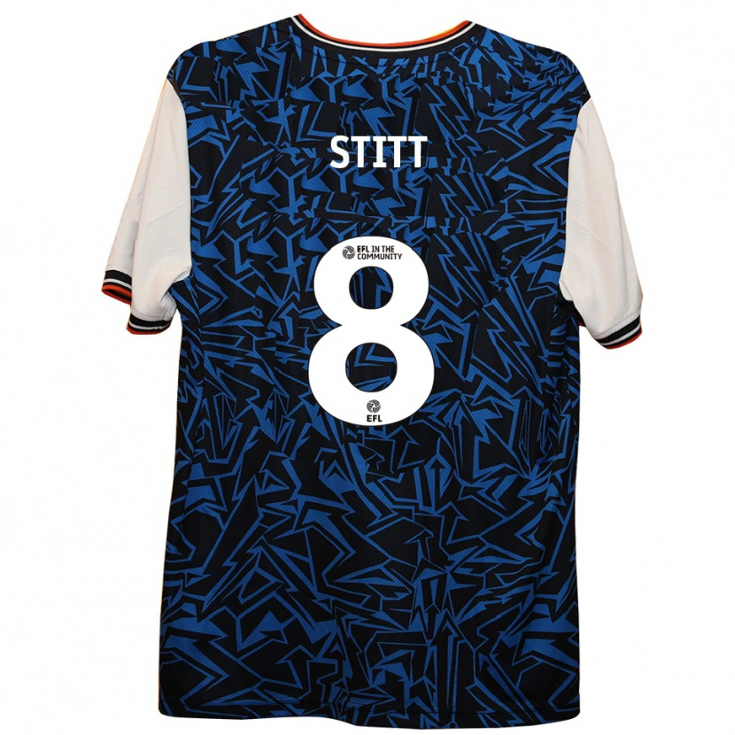 Danxen Bambino Maglia Dylan Stitt #8 Blu Nero Bianco Kit Gara Away 2025/26 Maglietta
