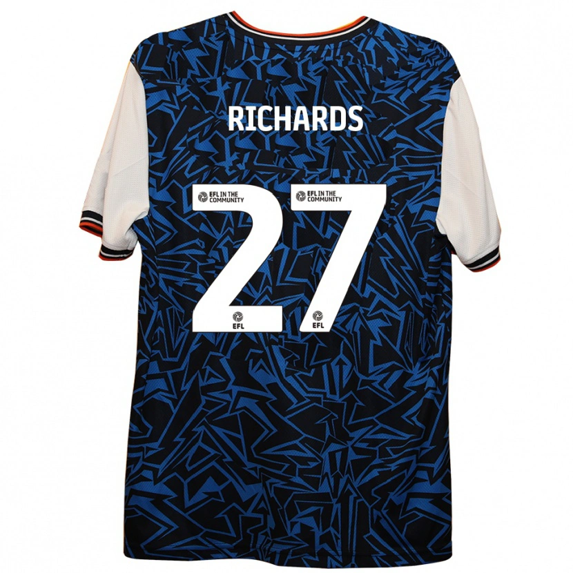 Danxen Bambino Maglia Jake Richards #27 Blu Nero Bianco Kit Gara Away 2025/26 Maglietta