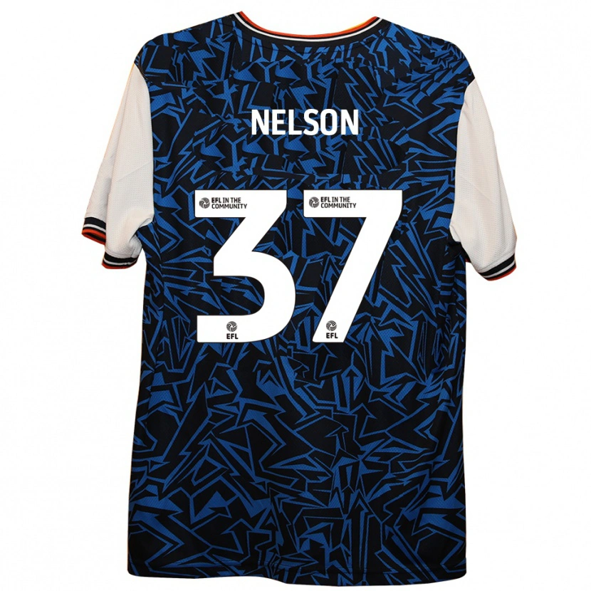Danxen Bambino Maglia Zack Nelson #37 Blu Nero Bianco Kit Gara Away 2025/26 Maglietta