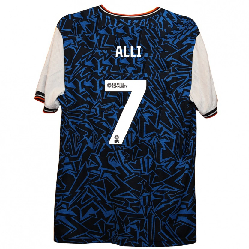 Danxen Bambino Maglia Millenic Alli #7 Blu Nero Bianco Kit Gara Away 2025/26 Maglietta