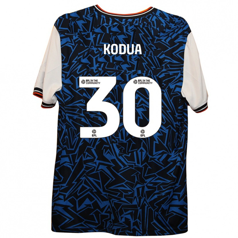 Danxen Bambino Maglia Gideon Kodua #30 Blu Nero Bianco Kit Gara Away 2025/26 Maglietta