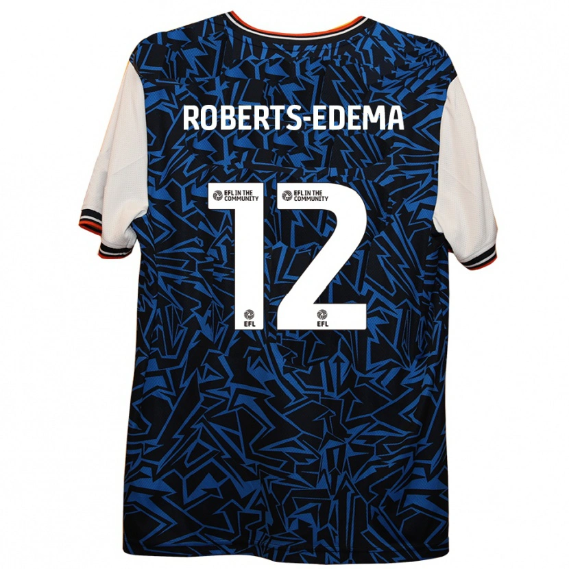 Danxen Bambino Maglia Kyron Roberts-Edema #12 Blu Nero Bianco Kit Gara Away 2025/26 Maglietta