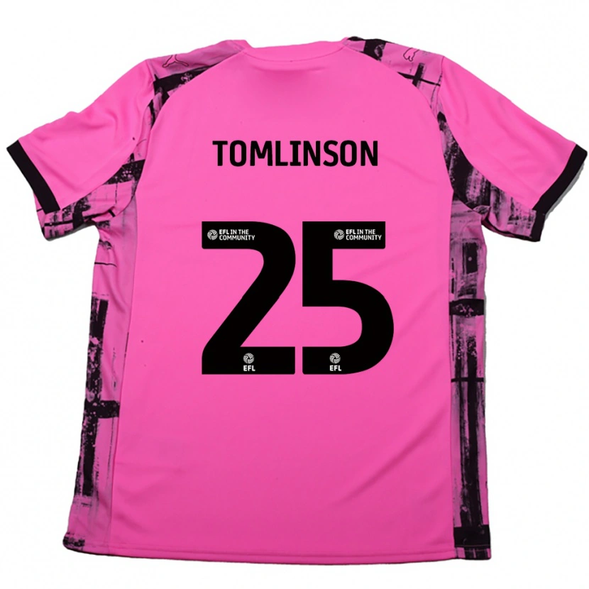 Danxen Bambino Maglia Josh Tomlinson #25 Rosso Rosa Nero Kit Gara Away 2025/26 Maglietta