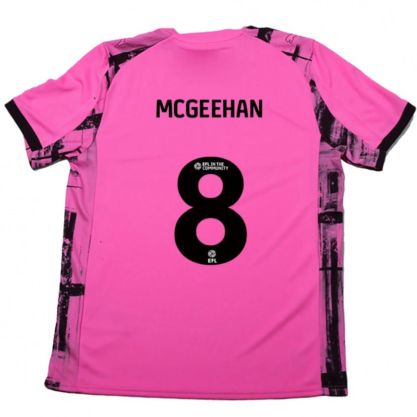 Danxen Bambino Maglia Cameron Mcgeehan #8 Rosso Rosa Nero Kit Gara Away 2025/26 Maglietta