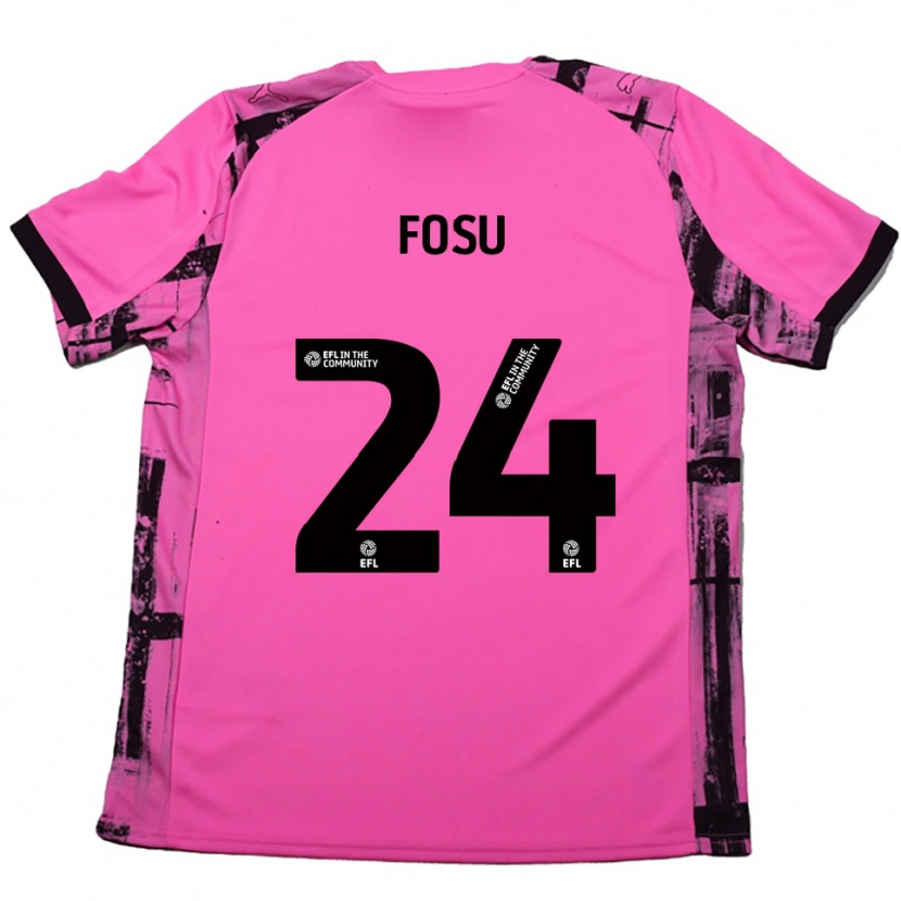 Danxen Bambino Maglia Tariqe Fosu #24 Rosso Rosa Nero Kit Gara Away 2025/26 Maglietta