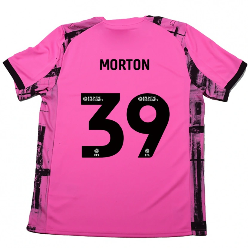 Danxen Bambino Maglia Callum Morton #39 Rosso Rosa Nero Kit Gara Away 2025/26 Maglietta