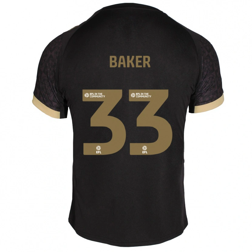 Danxen Bambino Maglia Zak Baker #33 Nero Oro Kit Gara Away 2025/26 Maglietta