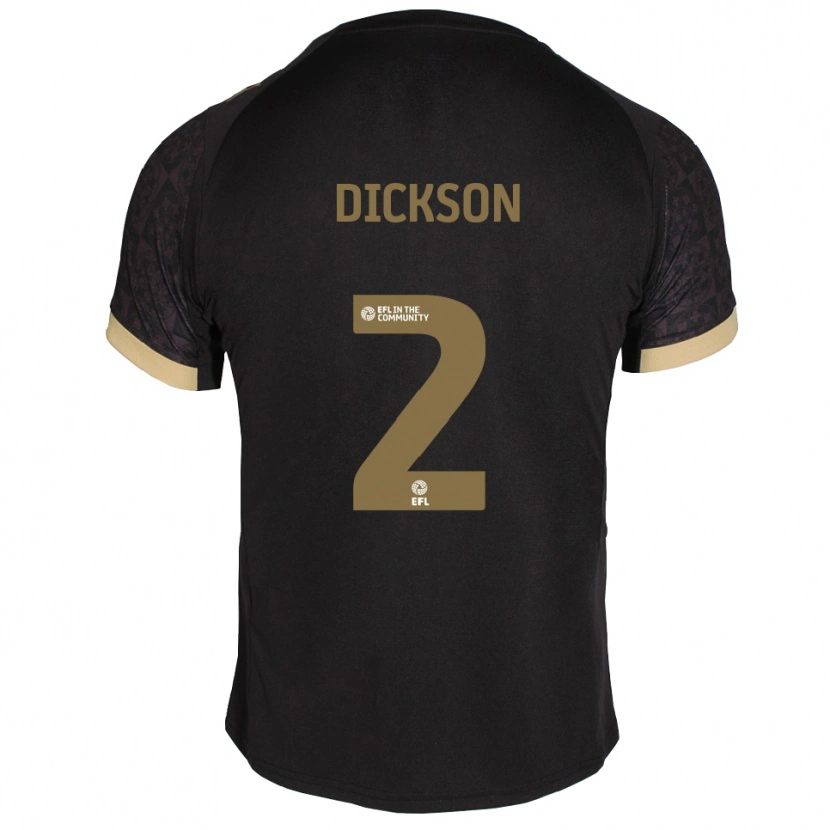 Danxen Bambino Maglia Kathryn Dickson #2 Nero Oro Kit Gara Away 2025/26 Maglietta