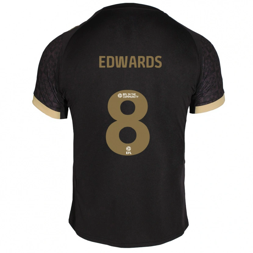 Danxen Bambino Maglia Joe Edwards #8 Nero Oro Kit Gara Away 2025/26 Maglietta