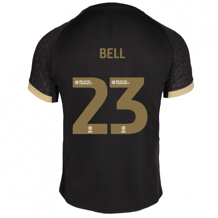 Danxen Bambino Maglia Katelyn Bell #23 Nero Oro Kit Gara Away 2025/26 Maglietta
