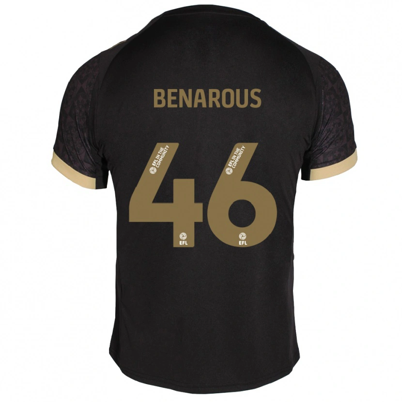 Danxen Bambino Maglia Ayman Benarous #46 Nero Oro Kit Gara Away 2025/26 Maglietta