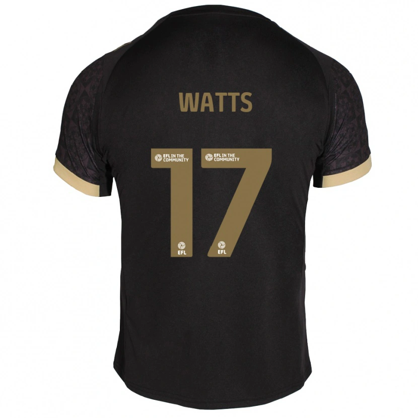 Danxen Bambino Maglia Caleb Watts #17 Nero Oro Kit Gara Away 2025/26 Maglietta