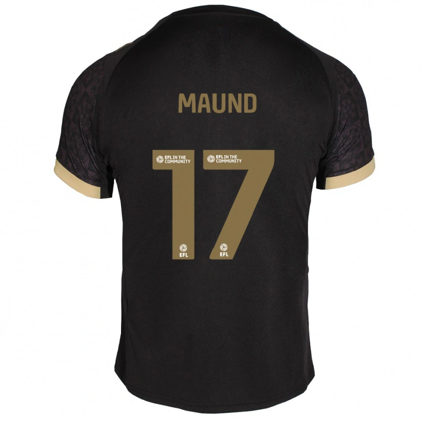 Danxen Bambino Maglia Frankie Maund #17 Nero Oro Kit Gara Away 2025/26 Maglietta