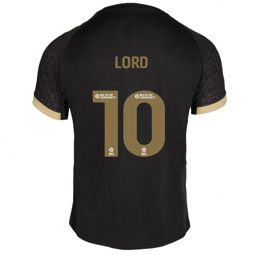 Danxen Bambino Maglia Sam Lord #10 Nero Oro Kit Gara Away 2025/26 Maglietta