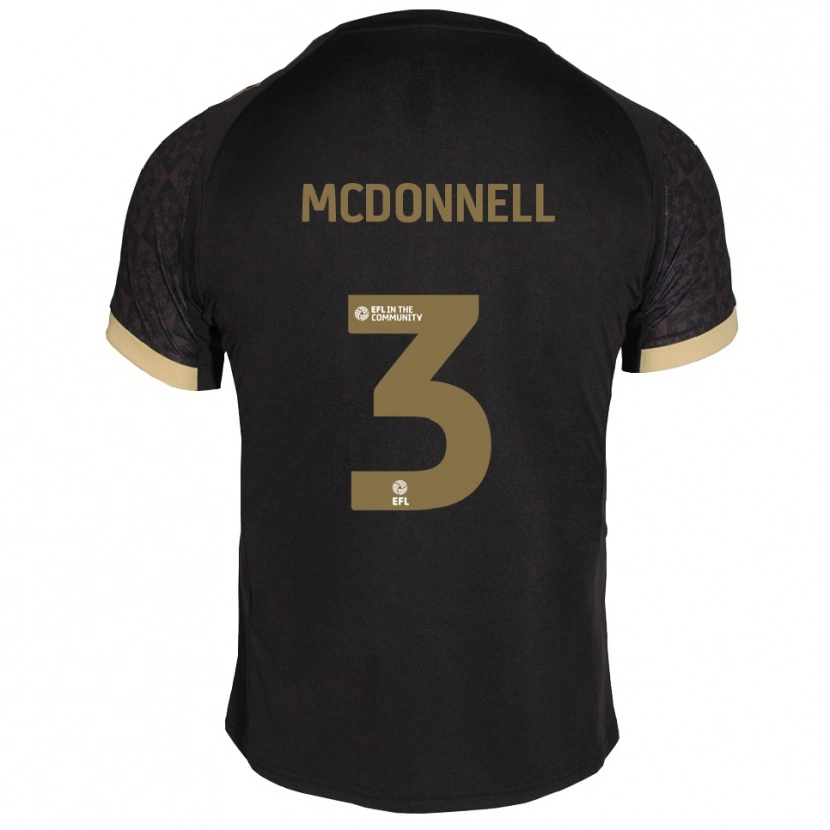 Danxen Bambino Maglia Rosie Mcdonnell #3 Nero Oro Kit Gara Away 2025/26 Maglietta